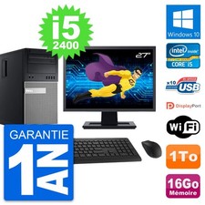 PC Tour Dell 990 Ecran 27" Intel i5-2400 RAM 16Go Disque Dur 1To Windows 10 Wifi