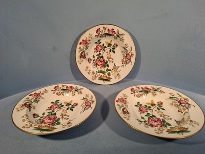 WEDGWOOD CHARNWOOD MUSTER, GOLDRAND, 3ER SET UMRANDET SUPPEN-/KLEINE PASTASCHALEN
