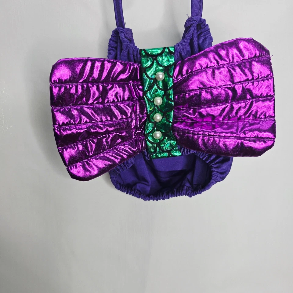 Roupa de banho fantasia peruca varinha 1,5-2 anos meninas princesa sereia verde - Imagem 4 de 4