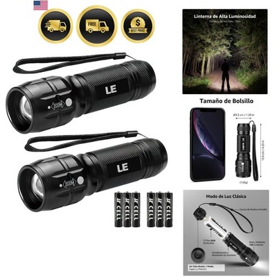 LED Flashlights High Lumens, Small Flashlight, Waterproof, Adjustable Focus F...
