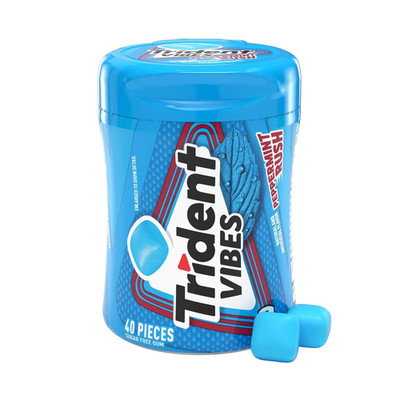 Trident Vibes Sugar Free Gum, Peppermint Rush Gum, Regular Size, 40 Piece Bottle
