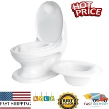 Real Potty Training Toilet w/Life-like Flush Button and Sound for Toddlers White
