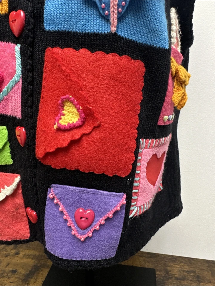 Chaleco de Colección Michael Simon Colorido Corazón Patchwork San Valentín Talla Mediana Foto 4 de 4