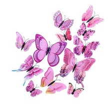 24pc 3D Butterfly Wall Decals - Removable Pink Decorations for Girls Room Party