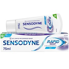 Image of 3 x Sensodyne Rapid Relief Toothpaste, Mint 75 ml. Free Royal Mail Postage