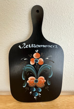 HAND PAINTED Rosemaling VELKOMMEN WOOD WALL PLAQUE MADE IN NORWAY  10.5 X 6"