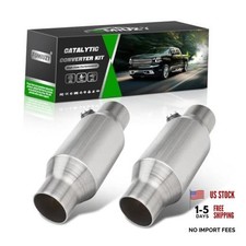 Inlet/Outlet Universal High Flow Front Catalytic Converter 2.5 Inch 2 Pack