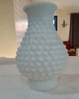 Vtg Milk Glass Hobnail Oil Lamp Hurricane 7.75" Replacement Shade 2-7/8" Base