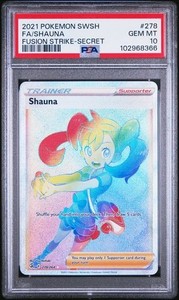 PSA 10 Shauna 278/264 SWSH Fusion Strike Full Art Secret Rare Trainer GEM MINT