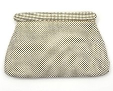 Whiting Davis Ivory Alumesh Metal Mesh Clutch Purse Evening Bag Vintage 1960s