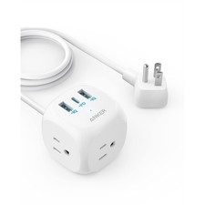Anker USB C Power Strip 3-Outlet Surge Protector, White
