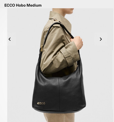 ECCO Women s Medium Black Pebbled Hobo Bag Gold Hardware Zip w/ Dust Bag