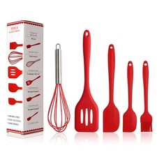 Ensemble d'ustensiles de cuisine en silicone rouge - Spatule Brosses