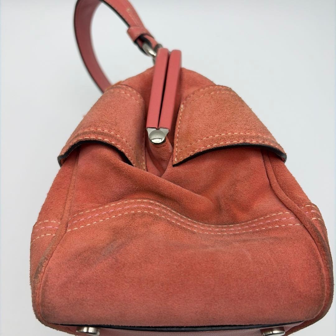 Vintage COACH 8A25 Soho Kisslock Suede Handbag Pink Ribbon Bow Y2K Rare No Box image 6