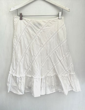 LAUREN RALPH LAUREN Y2K White Cotton Eyelet  Ruffle Hem Skirt Lined Size 10