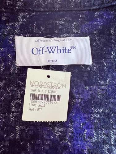 2k New Off-White c/o Virgil Abloh Jacket Coat Jacquard Denim Logo Men S Italy image 12
