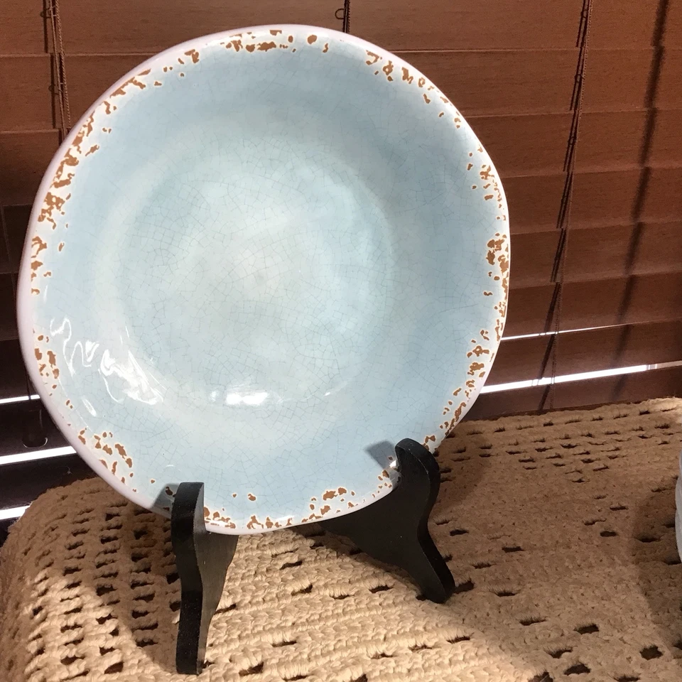 7 tazones de sopa para ensalada de pasta craquelada rústica azul cielo Tommy Bahama Foto 2 de 4