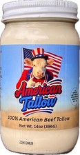 American Tallow, 100 American Beef Tallow, 14 oz Glass Jar, MADE IN USA