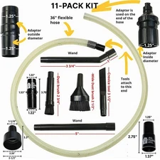 Small Mini Micro Tool Kit for Shop Vac Wet Dry Vacuums using 1-1/4" Attachments