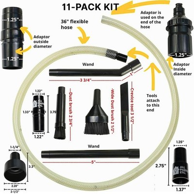 Small Mini Tool Kit for Shop Vacuums using 1-1/4'', 1-1/2'', 2-1/2'' Attachments