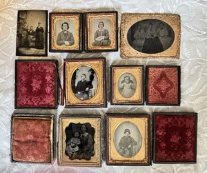 Davis Family 3 Ambrotypes 5 Tintypes. 3 With Historic Info. Father Son & Wife