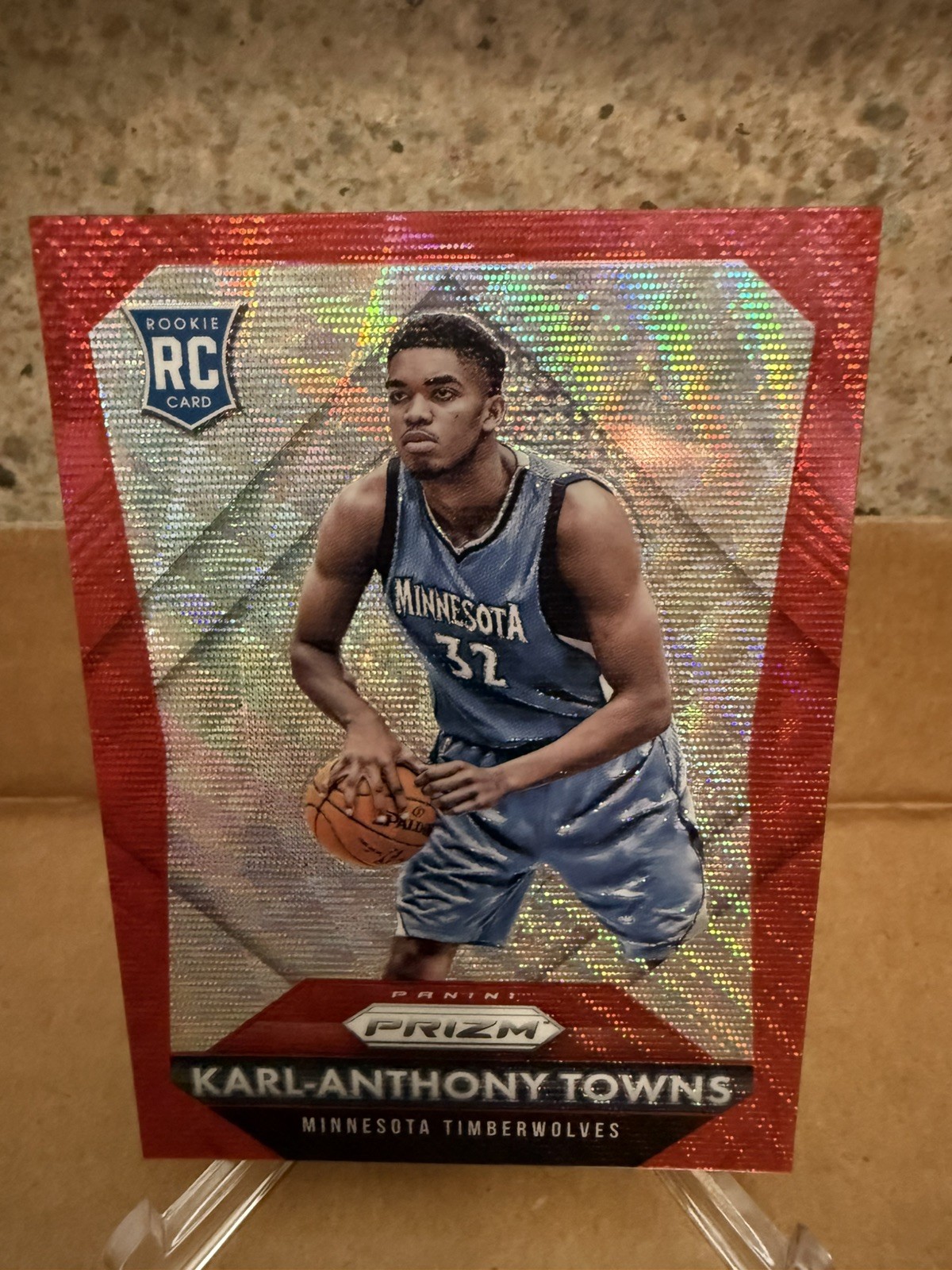 2015-16 Panini Prizm - Karl-Anthony Towns #328 Ruby Wave Prizm /350 RC KAT