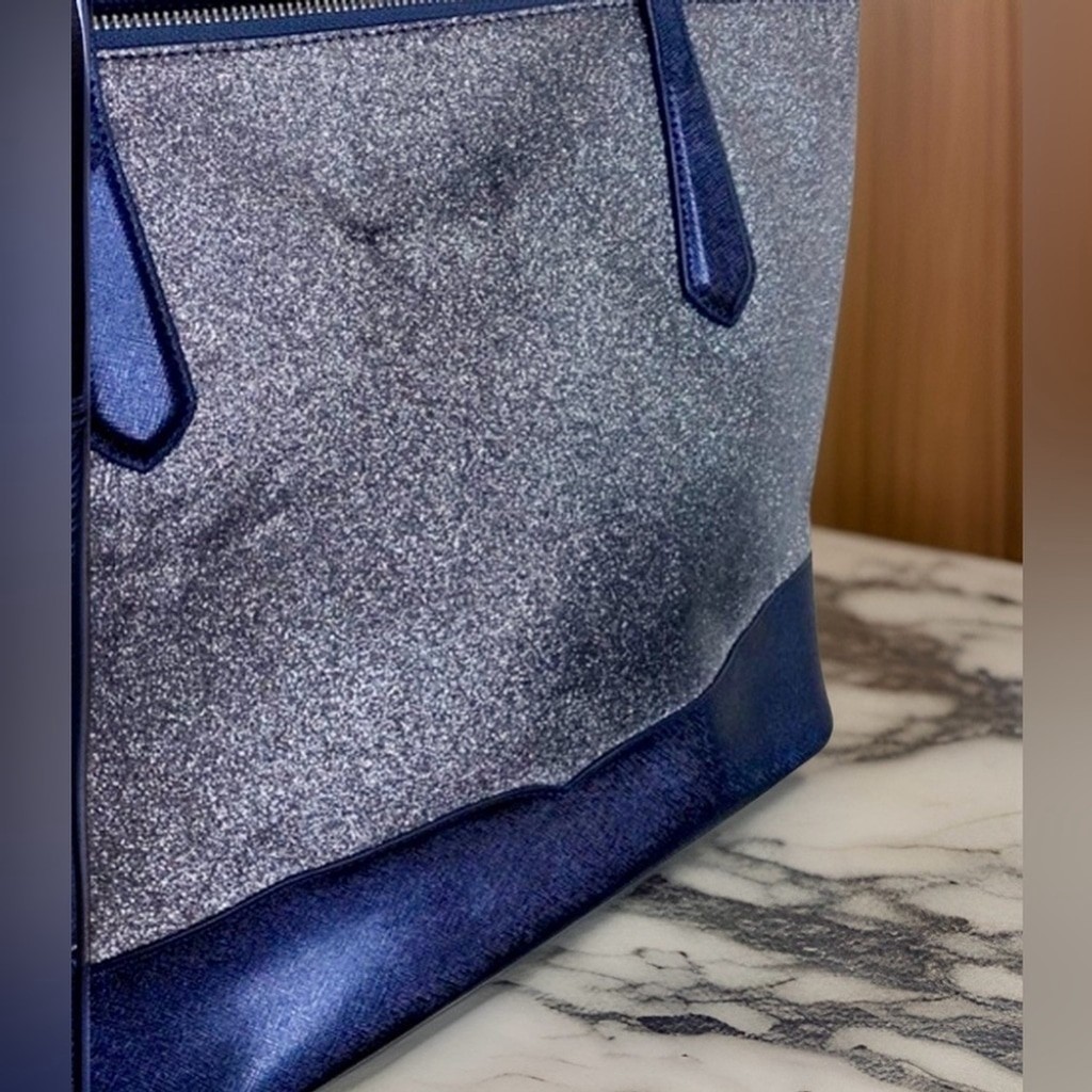 Kate Spade Lola Joely Glitter Tote Bag Large in Dusk Navy in GUC thumbnail 7