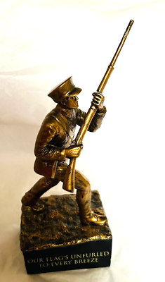 3X The Bradford Exchange Marine Corp Cold Cast Bronze Soldier