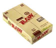 RAW Unrefined Organic 1.25 1 1/4 Size Cigarette Rolling Papers Full Box of 24
