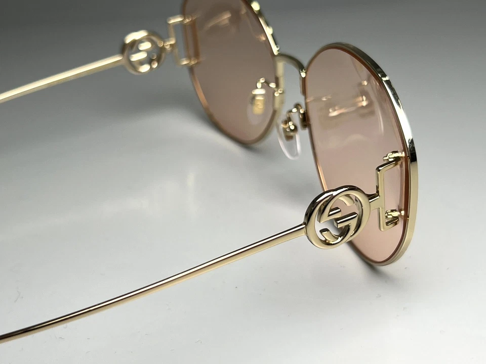 Nuevas gafas de sol Gucci GG1206SA redondas de metal dorado/rosa 63-140 auténticas Foto 4 de 4