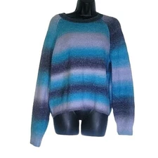 BB DAKOTA STEVE MADDEN Woman's Ombre Colorful Fuzzy Y2K Sweater XL
