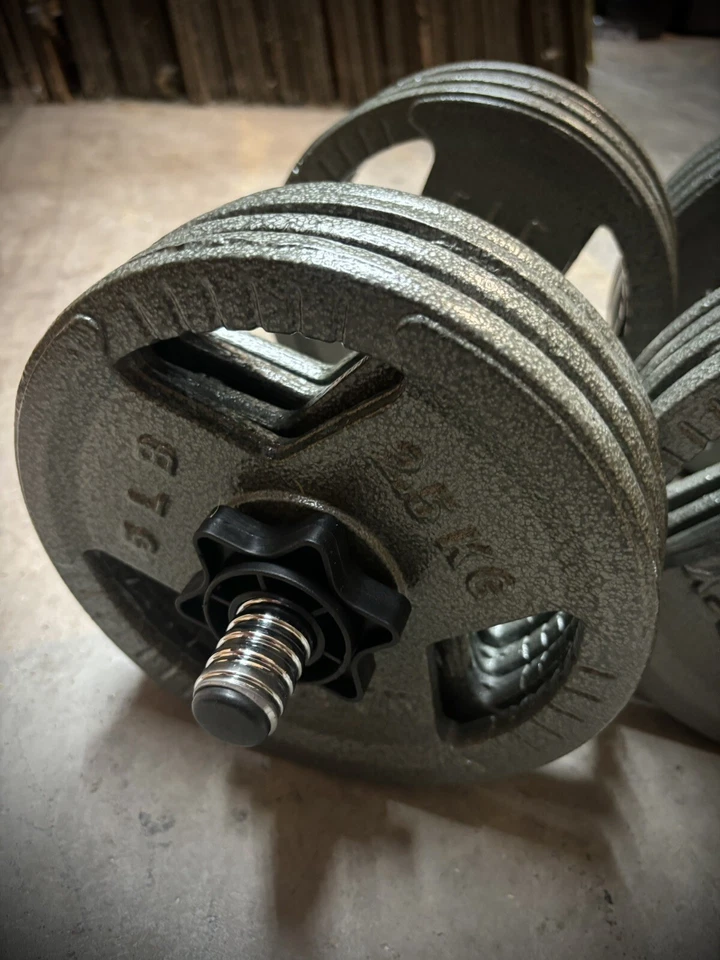 Juego de pesas ajustables 80 libras TW 40 lb cada una mancuerna gimnasio fitness equipo Foto 4 de 4