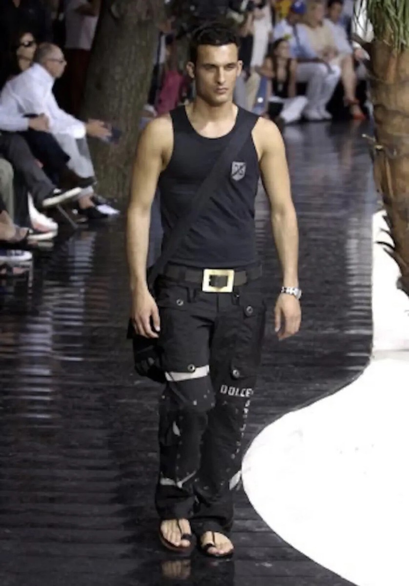【DOLCE&GABBANA】フォイル ジャカード カーゴパンツ Vintage DOLCE GABBANA Cargo Pants Trousers D&G 2002 Bondage