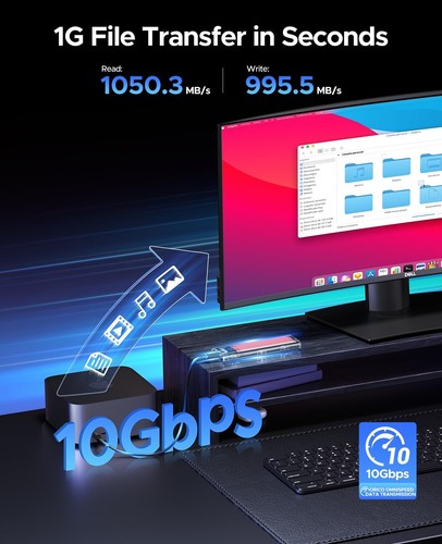 Boîtier SSD M.2 NVMe 10Gbps Type-C USB3.1 Gen2 Transparent Adaptateur pour Di... - Photo 2/7
