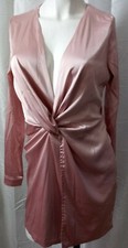 Fashion Nova Women's Great Escape Mini Dress Sz Small Ruched Vintage Rose Satin