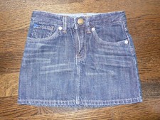 BABY GAP Girls Dark Wash Cotton Adjustable Waist Denim Skirt Sz 4