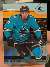 EVANDER KANE 2018-19 SP Game Used Orange Parallel #114/157 SHARKS SAN JOSE