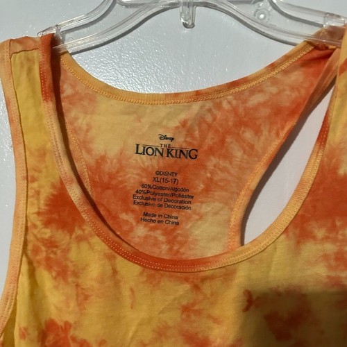 Disney The Lion King No Worries Simba Tank Tie Dye Orange Top Juniors XL - Picture 2 of 3