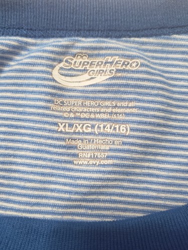 DC Superhero Girls T-Shirt Blue Superman/Wonder Woman/Batman Logos Size XL 14-16 - Picture 10 of 14