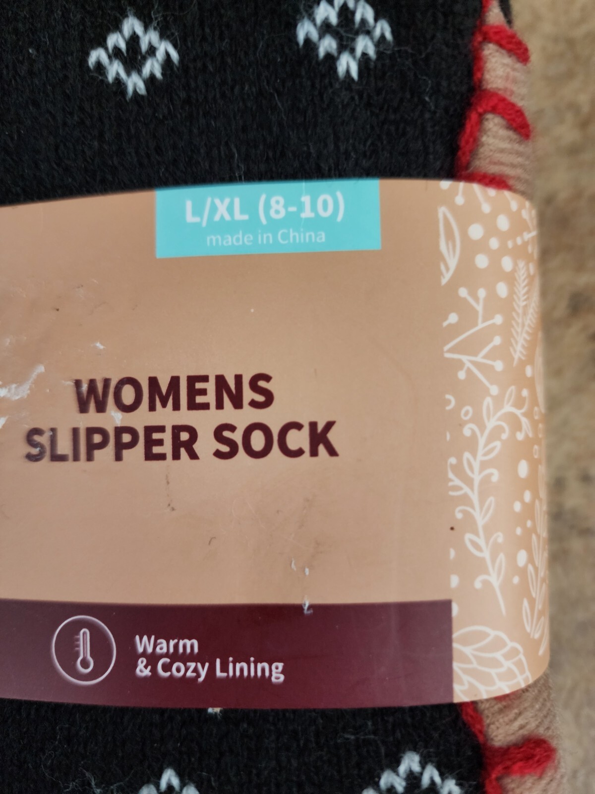 SAOLA Calze pantofole donna MUK LUKS L XL (8 10) suola antiscivolo acrilica elastica