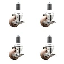 3 Inch 316SS High Temp Glass Filled Nylon 1-1/2 Inch Stem Caster Set Brake SCC