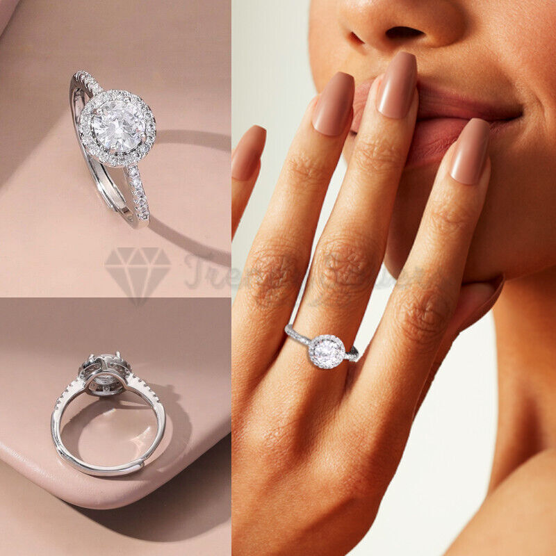 925 Sterling Silver Classic Adjustable Engagement Ring Wedding
