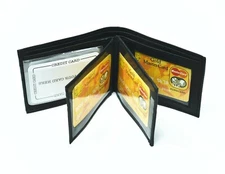 Black Men Genuine Leather Bifold Wallet Multi ID Windows Credit Card Holder 