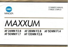 Minolta Maxxum fixed AF lenses owner's manual 2 pages/1984 English  French