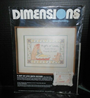Dimensions Crewelwicking A Gift Of Love Birth Record 4134