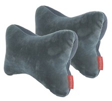 2pk Memory Foam Car Seat Head Rest Support Pillow Neck Shoulder Pain Zipper Gray