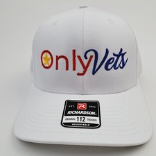 Only Vets Richardson 112 Trucker Embroidered Cap Hat Mesh Snapback White