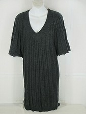 Calvin Klein Size Small Black Short Sleeve Ribbed Knit Sheath Sweater Dress 