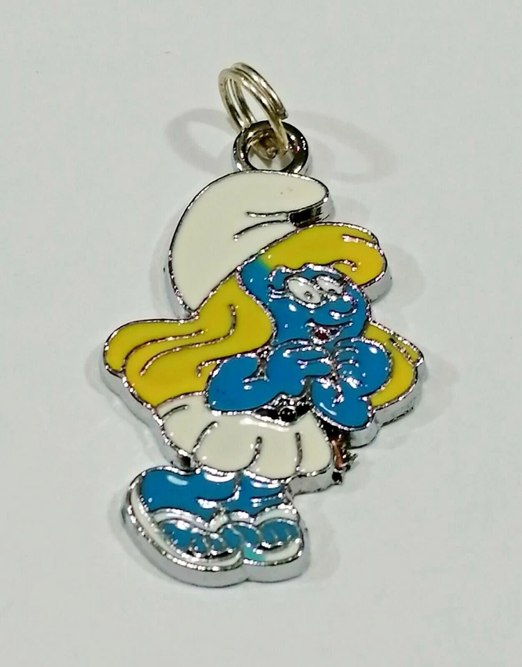 Pendentif bijoux argenté La Schtroumpfette émail - Pendant Necklace 3.0cm - Photo 1/1