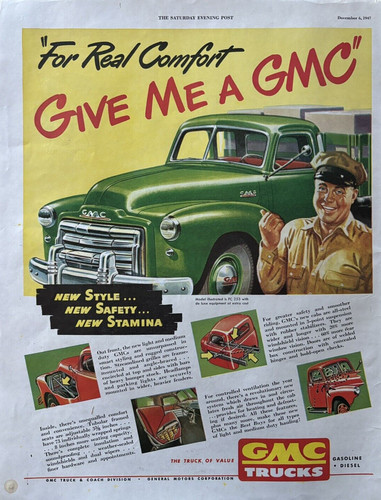 1947 GMC Trucks Gasoline Diesel FC 253 Style Safety Stamina Vintage Print Ad